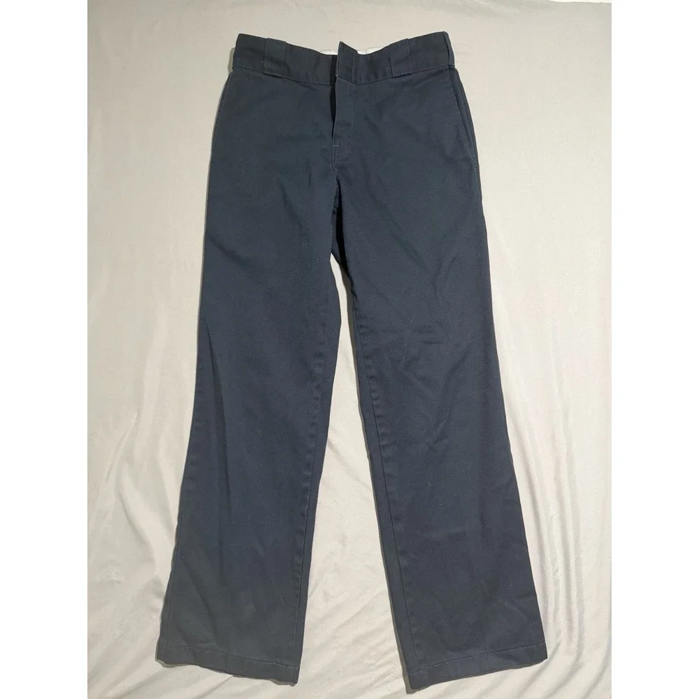 dickies 874 original fit, zip clasp fly, blue work pants. chinos, men's 28x29